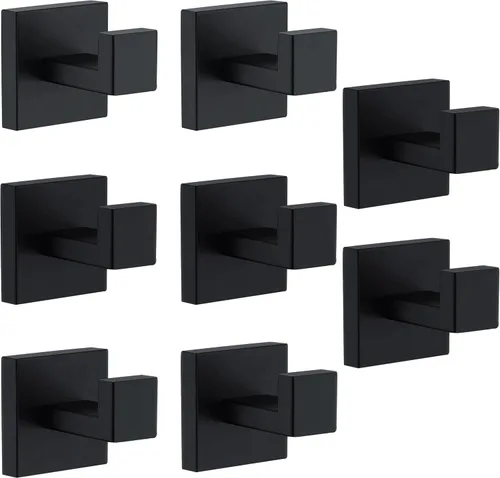 Miniatura 18 de Ganchos para toallas para baños, gancho negro mate para toallas de cocina y baño, gancho de acero inoxidable SUS304, ganchos resistentes para colgar