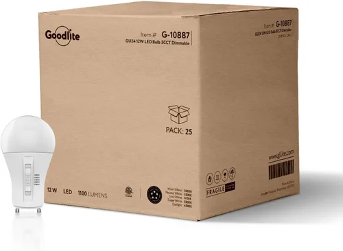 Miniatura 11 de Goodlite Bombilla LED A19 base GU24, 5 colores seleccionables 3000K-3500K-4100K-5000K-6500K, 800 lúmenes, 9 vatios (equivalente a 60 W), alto CRI