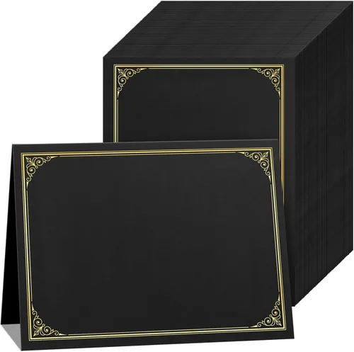 Miniatura 11 de SUNEE Titulares de certificados (negro, 30 paquetes, nuevo patrón), cubre diploma, borde de lámina dorada, para certificados de tamaño carta de 8.5