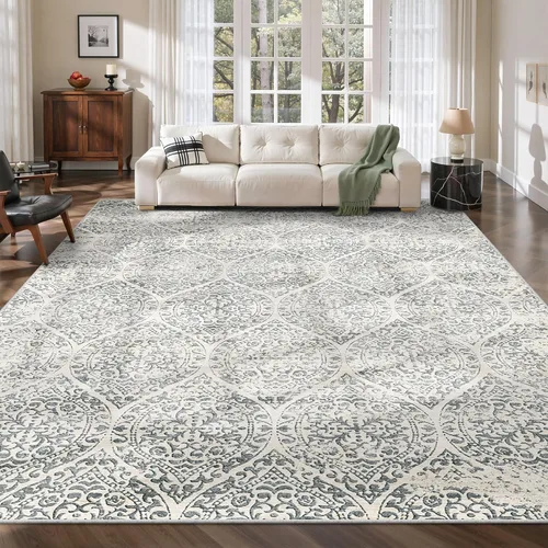 Miniatura 11 de Soalmost Alfombras de área de 5 x 7 pies para sala de estar, alfombras lavables florales beige para comedor, dormitorio, oficina en casa, alfombra