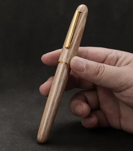 Miniatura 6 de Jinhao 9036 Natural Wood Vintage Fountain Pen Ink Pen (Fine Nib 0.5mm, Oak wood)