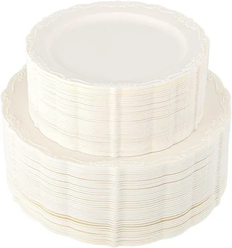 Miniatura 15 de U-QE 100 platos de plástico transparente, platos desechables transparentes, platos de plástico duro de alta calidad para fiestas, vacaciones