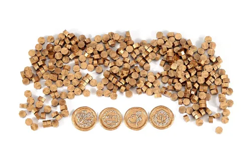 Miniatura 5 de Yoption Juego de 360 cuentas metálicas de cera de sellado de oro antiguo para sello de cera con velas y cuchara de fusión