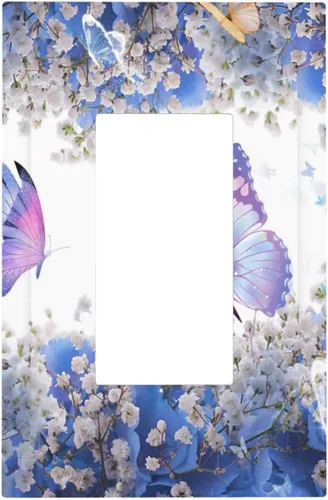 Miniatura 33 de Cubierta de interruptor de luz de 3 cuadrillas con diseño de flores azules púrpuras, cubierta de placa de pared de triple palanca, arbustos florales