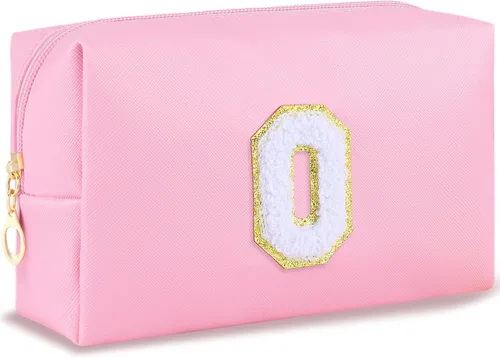 Miniatura 122 de URSKYTOUS Regalos para niñas, bolsa de maquillaje con inicial, bolsa de cosméticos personalizada con cremallera, bonita bolsa de aseo de viaje, Azul
