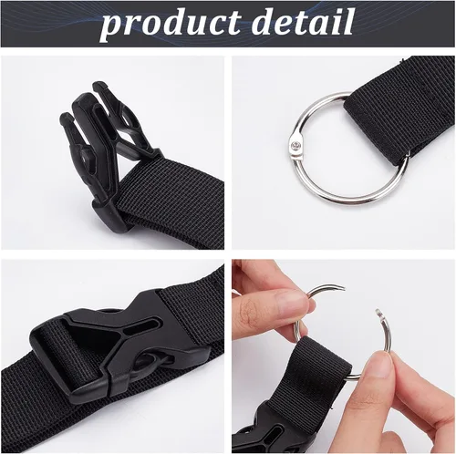 Miniatura 4 de GORGECRAFT 2 correas de equipaje para abrigo, chaqueta, soporte para maleta, clip de cinturón, gancho de anillo de gancho negro ajustable