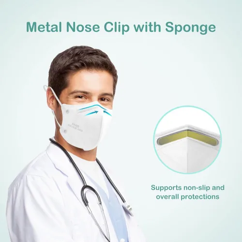 Miniatura 5 de Mascarillas KN95 ajustables, mascarillas respiradoras desechables de 5 capas con cintas ajustables para las orejas, envueltas individualmente