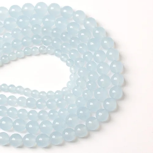 Miniatura 29 de 4MM 86 piezas cuentas sueltas de calcedonia azul aguamarina para hacer joyas, pulseras, collares Aguamarina azul