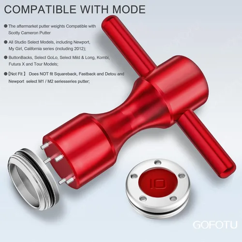 Miniatura 3 de Peso de cabeza de golf, 2 unidades. Pesos personalizados de golf de 0.35 oz+llave roja compatible con Titleist Scotty Cameron Putters Newport