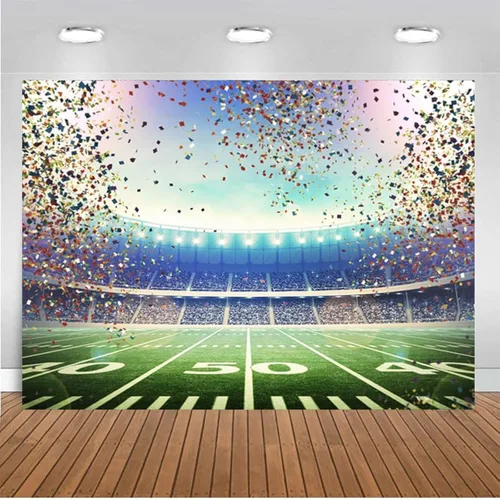 Miniatura 5 de CHAIYA Telón de fondo de fútbol americano de 7 x 5 pies, fondo de rugby, estadio de fútbol, fotografía, fondo de celebración deportiva, tema