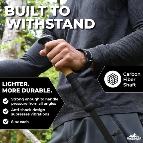 Miniatura 2 de Cascade Mountain Tech - Bastones de senderismo de fibra de carbono, bastones para caminar o hacer senderismo con seguros ajustables rápidos Corcho