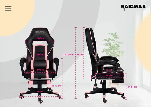 Miniatura 3 de Raidmax Advanced DK701 Series - Sillas para juegos de computadora, silla de juegos de tamaño XL con reposabrazos acolchado y reposapiés plegable