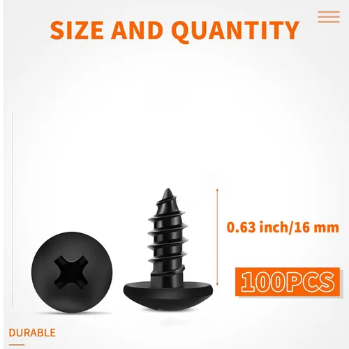 Miniatura 2 de 100 PCS tornillos para madera Phillips de cabeza redonda (Truss Head) de acero inoxidable 18-8 (A2) #6 X 5/8 pulgadas, rosca completa recubierta