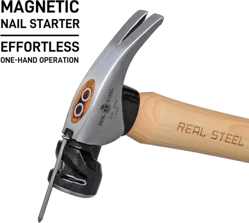 Miniatura 4 de REAL STEEL Martillo magnético de 20 onzas con mango de nogal liso 0402