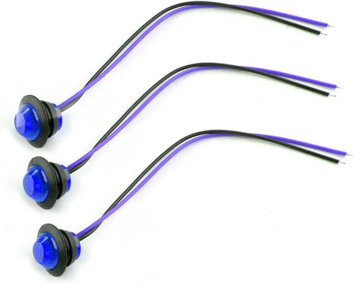 Miniatura 6 de 10 piezas LED redondas mini impermeables selladas azules de 3/4", luces de gálibo con bala y ojal para indicadores delanteros, traseros y laterales