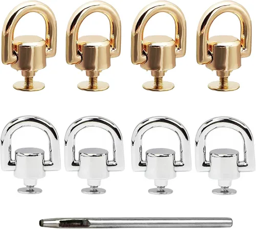 Anillos en D para accesorios de bolso para hacer bolsas, 8 anillos en D de metal y tornillos, anillos en D giratorios de 360 grados para bolso,