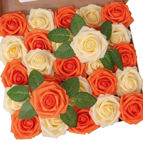 Miniatura 10 de 50 piezas Flores Artificiales, Rosas de Espuma de Tacto Real con Tallo DIY para Ramos de Boda Centros de Mesa Fiesta Ducha Decoración del Hogar