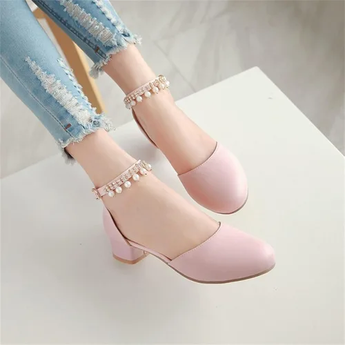 Miniatura 7 de Sandalias para niñas, zapatos de vestir Mary Jane, zapatos de tacón bajo, tacón bajo, fiesta de flores, escuela secundaria, baile de graduación