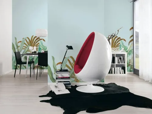 Miniatura 4 de CONCORD WALLCOVERINGS ™ Papel tapiz floral para dormitorio, hojas de palmera, azul, verde, marrón, 104 pulgadas de ancho x 110 pulgadas de alto, 5