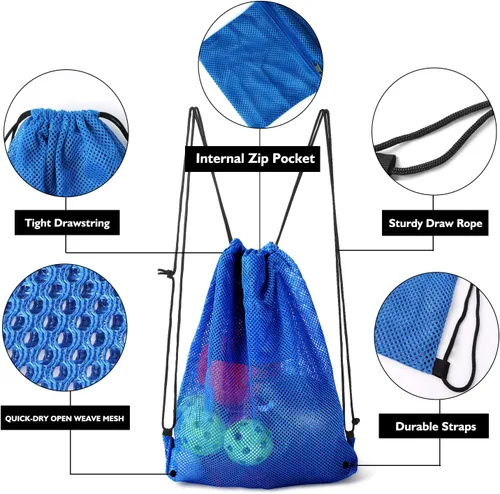 Miniatura 45 de GSE Games & Sports Expert Bolsa de malla con cordón para béisbol, pelotas de pickleball, pelotas de golf, gimnasio, equipo de natación, lavandería