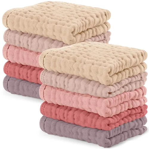 Miniatura 30 de Comfy Cubs - Juego de paños de muselina para eructos de 20 x 10 pulgadas, paquete de 10, tamaño grande, 6 capas, 100% algodón, absorbentes, seguros
