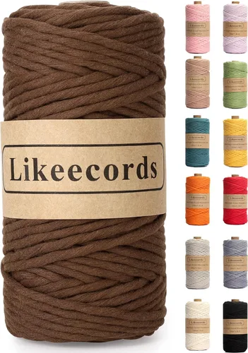 Miniatura 20 de Likeecords - Cuerda de macramé de 4 mm de un solo hilo, 80 m de cuerda de macramé colorida, cuerda de algodón para macramé, cuerda de algodón