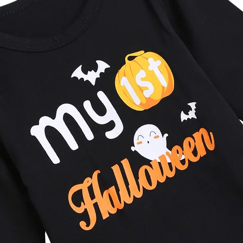 Miniatura 4 de PROMOTED TO BIG SISTER My First Halloween Baby Boy Outfit Set Pumpkin Romper Ghost Print Pants with Hat