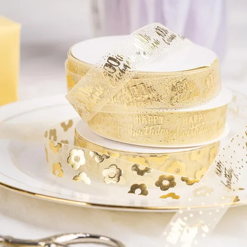 Miniatura 4 de Cinta de regalo transparente dorada – Cinta de hilo de nieve con letras de celebración número 100 para bodas, cumpleaños, aniversario, fiesta