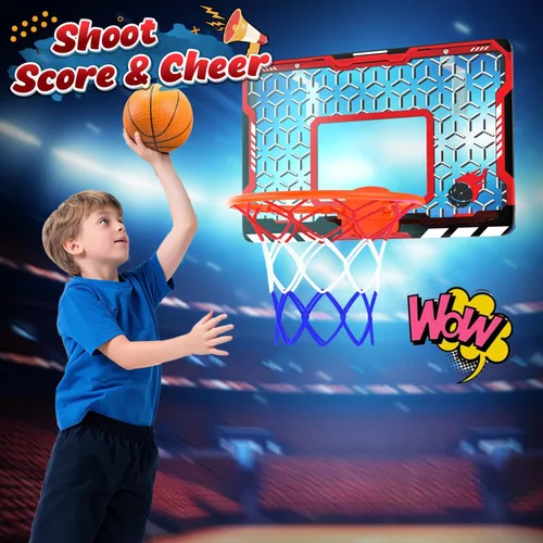 Miniatura 2 de Aro de Baloncesto Mini EagleStone para Puerta y Pared, Llanta Plegable con 3 Bolas y Bomba, Juego de Juguete de Baloncesto para Interiores