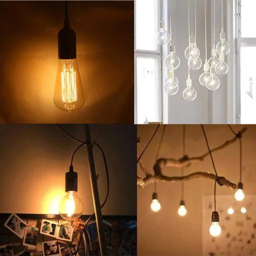 Miniatura 4 de Paquete de 2 cables de extensión de enchufe de luz LED E26/E27 de 5.9 pies con interruptor de encendido/apagado y enchufe de alimentación de CA