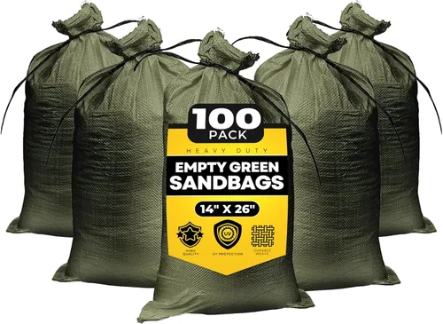Miniatura 8 de Empty Sandbags Military Green with Ties 14" x 26" - Woven Polypropylene Extra Heavy Duty Sand Bags Flood Protection