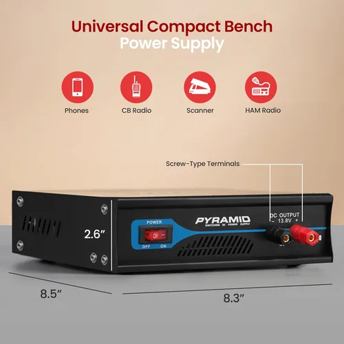 Miniatura 2 de Pyle Fuente de Alimentación Universal Compacta de Banco - Convertidor Regulado de Banco de Laboratorio para el Hogar de 30 Amperios de CA a CC