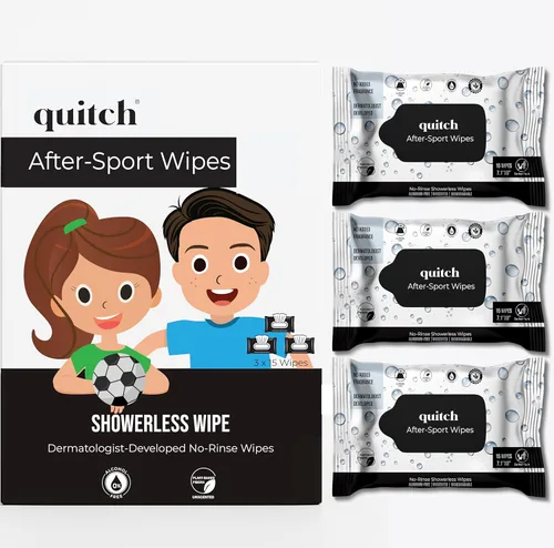 Quitch Toallitas para el cuerpo de ducha sin perfume para niños y bebés, sin plástico, a base de plantas, desodorante natural sin aluminio, toallas