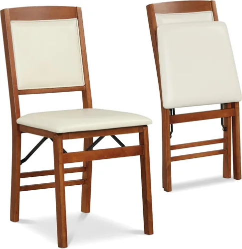 Miniatura 9 de Giantex Juego de 2 sillas de comedor plegables de madera negra con asiento acolchado, marco de madera maciza, carga máxima de 400 libras, sin