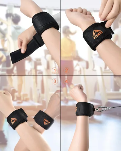 Miniatura 8 de ATENTO 2 pares de correas de tobillo para máquina de cable, cómodos puños acolchados de tobillo para patadas, gimnasio, entrenamiento de glúteos
