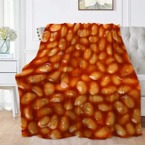 Manta de frijoles horneados 3D para niñas, niños, suave y acogedora manta de vellón divertida para cama, sofá, sillas, para todas las estaciones,