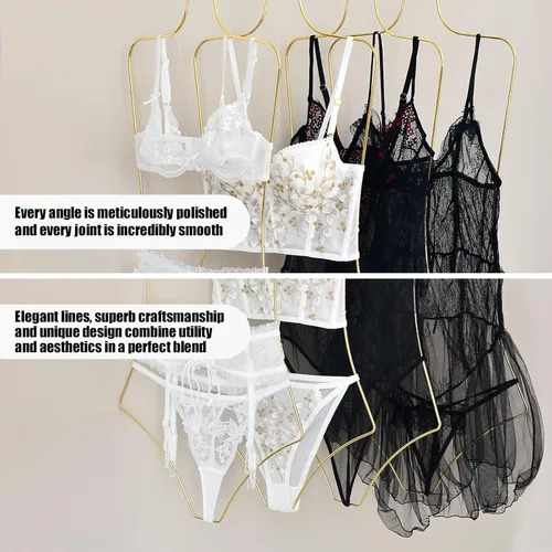 Miniatura 5 de Perchas de ropa con forma de cuerpo, paquete de 10 perchas de lujo con alambre de metal dorado y colgador de bikini, perchas de lencería
