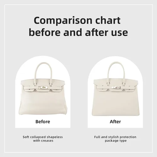 Miniatura 4 de DGAZ Organizador de bolsos suave y sedoso, de seda, lujoso, para mujer, se adapta a bolsas Birkin25303540 (Craie, BK25)