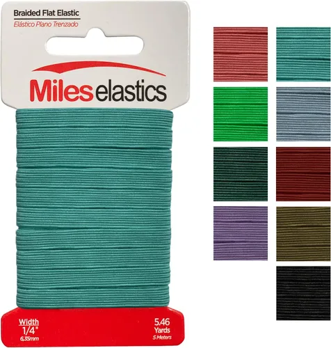 Miniatura 4 de Miles - Elástico plano trenzado, elástico, fuerte elástico, costura elástica, 1/4 pulgadas (0.250 in) por 5,46 yardas (16.4 ft), fuerte elástico