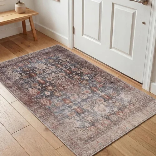 Miniatura 109 de Kuden Alfombra pequeña de 2 x 3, lavable a máquina, parte trasera antideslizante, estilo vintage, suave, pelo bajo, alfombras de área para entrada