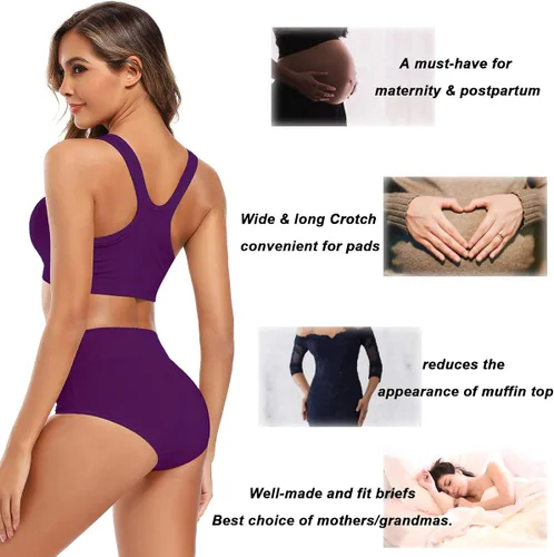 Miniatura 4 de Molasus - Ropa interior de algodón para mujer, cintura alta, cobertura total, tallas regulares y grandes