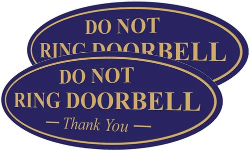Miniatura 82 de All Quality Cartel de agradecimiento ovalado con texto en inglés «Do not Ring DOORBELL», color negro, pequeño, 1 paquete