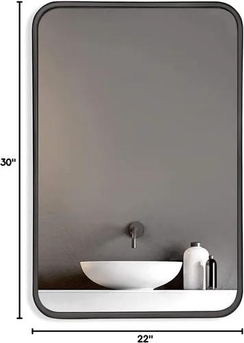 Miniatura 10 de Black 22 "x30 Metal Rectangular Bathroom Wall Mirror