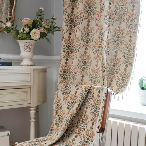 Miniatura 6 de BHUSB Cortinas rústicas para sala de estar de 63 pulgadas de largo, cortinas de ventana de lino y algodón con estampado floral bohemio, cortinas