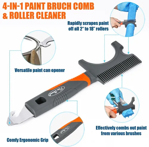 Miniatura 6 de Kit de rodillos de pintura grandes ajustables de 10 piezas de 12 a 18 pulgadas: postes de extensión de aluminio de 1-5 pies, limpiador de brocha