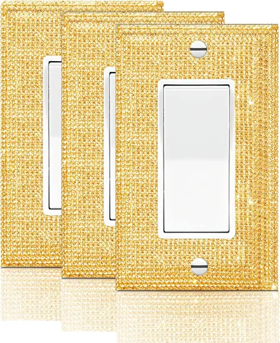 Miniatura 18 de 1 PC Cubierta de placa de pared con diamantes de imitación brillantes en plata, cubre interruptores eléctricos, cubierta decorativa para interruptor