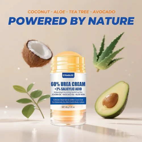 Miniatura 5 de Crema de Urea Stick 60% más Ácido Salicílico 2%, Crema de Pies de Urea de Fuerza Máxima para Talones Secos y Agrietados, Removedor de Callos