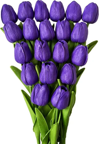 Miniatura 10 de UKELER 24 piezas de flores negras de tulipán, flores artificiales de poliuretano de tacto real para decoración del hogar, centros de mesa, arreglo