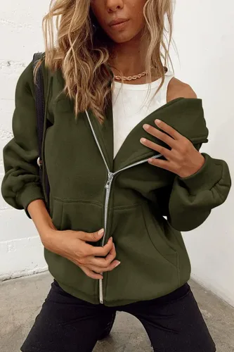 Miniatura 5 de Trendy Queen - Sudaderas con capucha Y2K con cremallera para mujer, de manga larga, para otoño, de gran tamaño, casual, con bolsillo