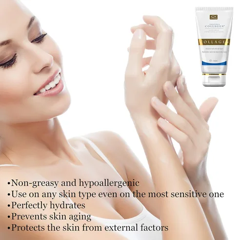 Miniatura 4 de Crema SALCOLL para manos con colágeno, crema para manos anti-edad hipoalergénico con colágeno natural potente, ayuda a la hidratación de la piel